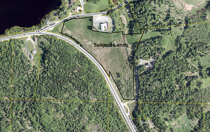 aerial view of the subject property outlined in black